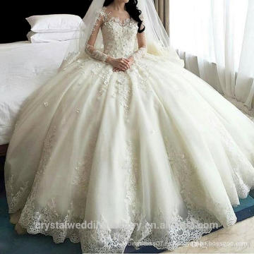 2016 роскошные Принцесса vestidos де noiva одеяние де mariage длинный поезд Кристалл плюс Размер свадебные платья свадебные платья CWF2394